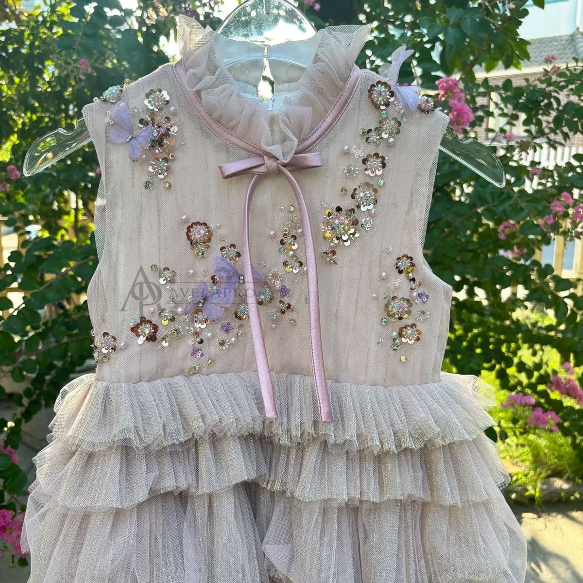 Dusty Pink  Flower Girl Dress for Kids Party Birthday