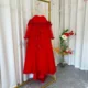 Elegant 3D Flowers Red Girl Dress Long Sleeve Princess Gown