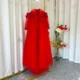 Elegant 3D Flowers Red Girl Dress Long Sleeve Princess Gown