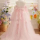 Elegant 3D Flowers Red Girl Dress Long Sleeve Princess Gown