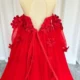 Elegant 3D Flowers Red Girl Dress Long Sleeve Princess Gown