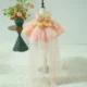 Elegant And Cute Pearl Embellished Sling Tulle Pink Flower Girl Dress