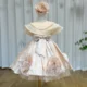 Elegant Beige Girl Dresses Handmade Flowers with Headgear