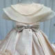 Elegant Beige Girl Dresses Handmade Flowers with Headgear
