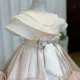 Elegant Beige Girl Dresses Handmade Flowers with Headgear