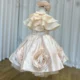 Elegant Beige Girl Dresses Handmade Flowers with Headgear
