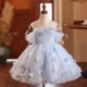 Elegant Blue Girl Bridesmaides Girl Dresses