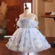 Elegant Blue Girl Bridesmaides Girl Dresses