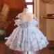 Elegant Blue Girl Bridesmaides Girl Dresses