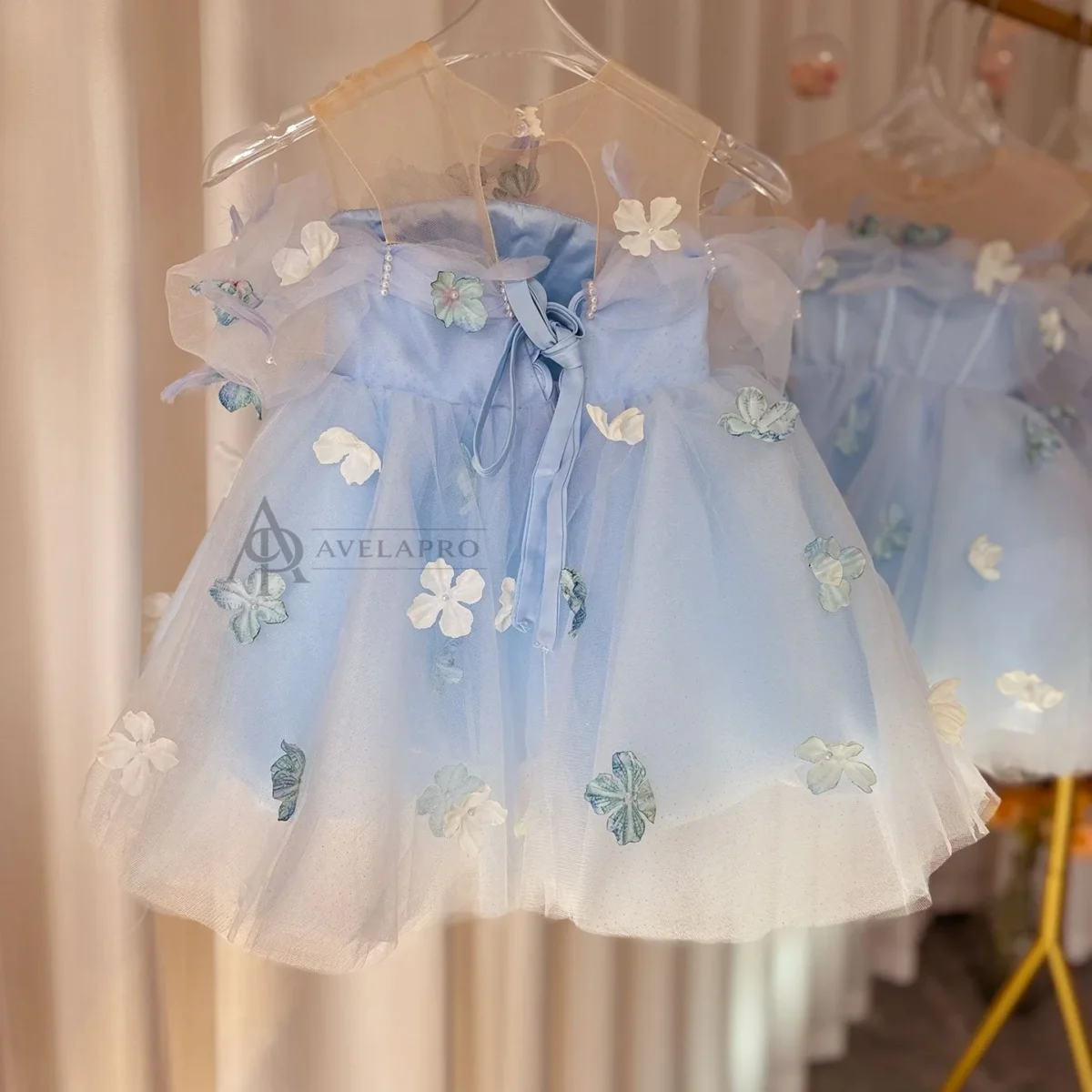Elegant Blue Girl Bridesmaides Girl Dresses