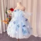 Elegant Blue Girl Bridesmaides Girl Dresses