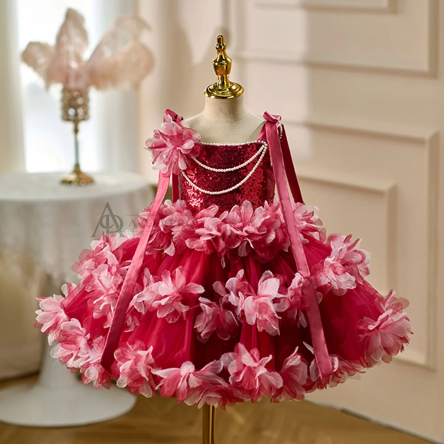 Elegant Flower Girl Dress Knee Length Princess Birthday Party Gown