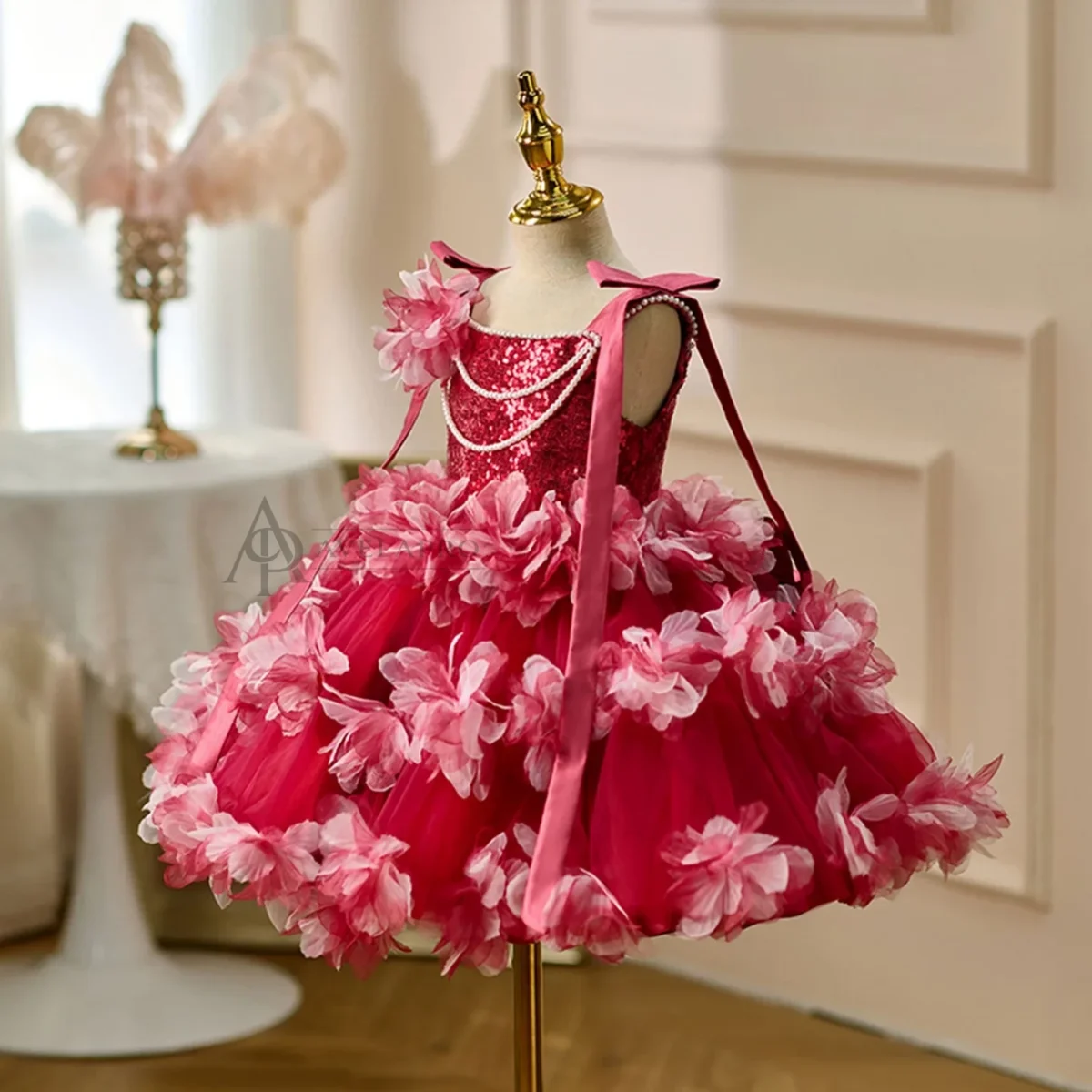Elegant Flower Girl Dress Knee Length Princess Birthday Party Gown