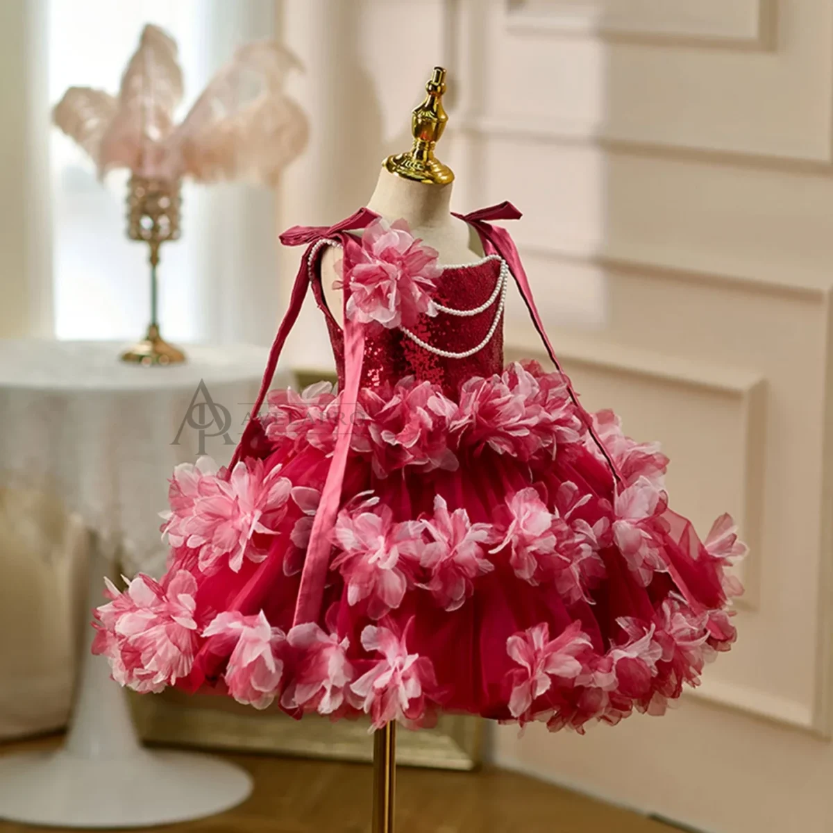 Elegant Flower Girl Dress Knee Length Princess Birthday Party Gown