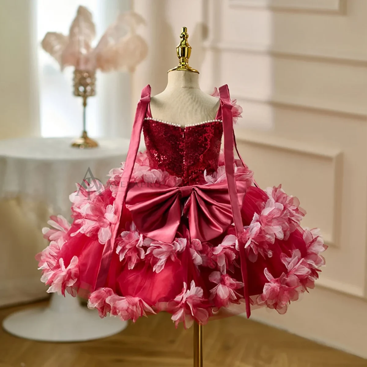 Elegant Flower Girl Dress Knee Length Princess Birthday Party Gown