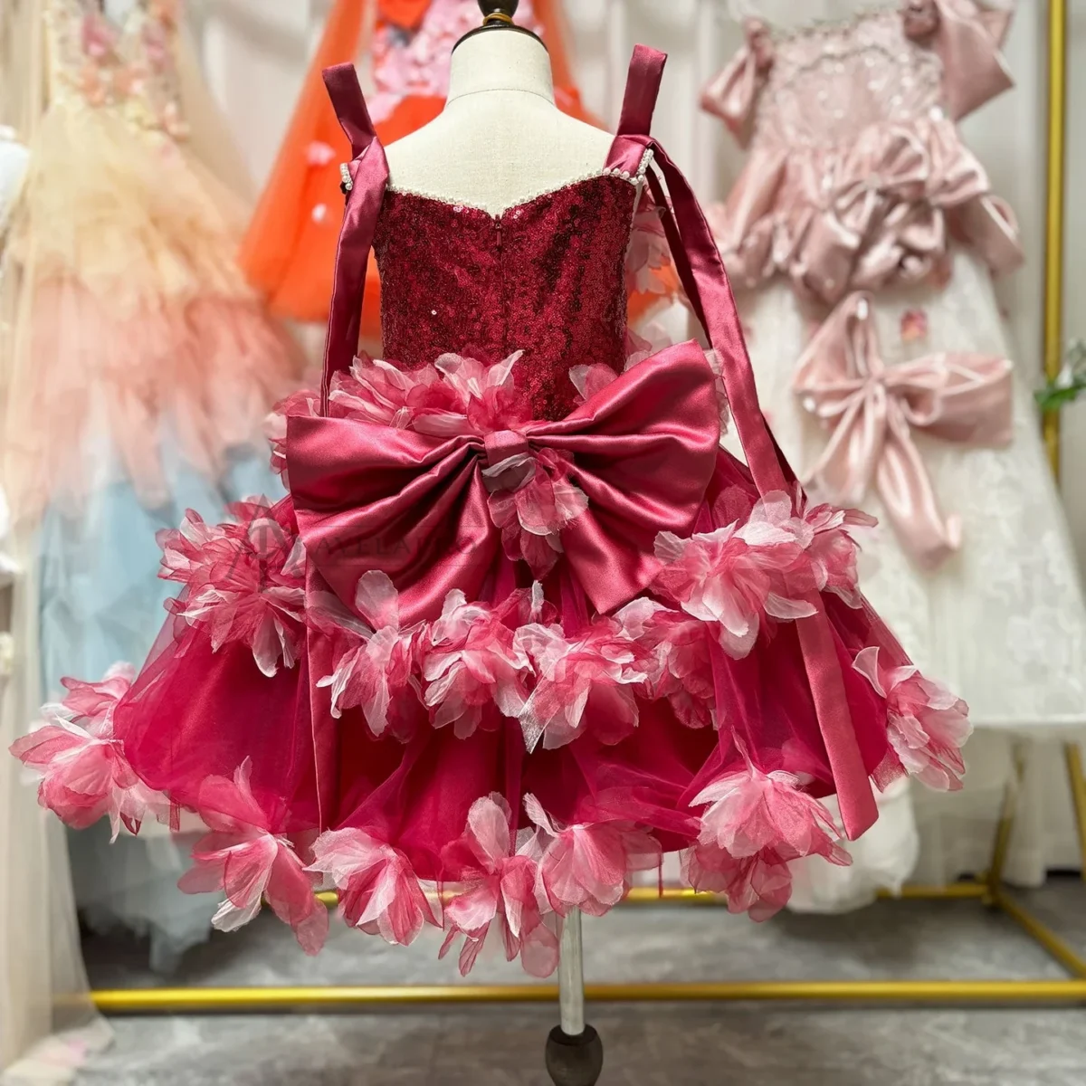 Elegant Flower Girl Dress Knee Length Princess Birthday Party Gown