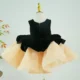 Elegant Girl Dress Velvet Top Gold Bowed Party Ball Gown