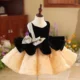 Elegant Girl Dress Velvet Top Gold Bowed Party Ball Gown