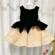 Elegant Girl Dress Velvet Top Gold Bowed Party Ball Gown