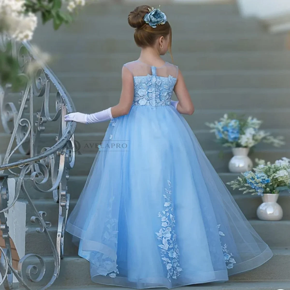 Elegant Girl Dress with Butterfly for Birthday Wedding Party