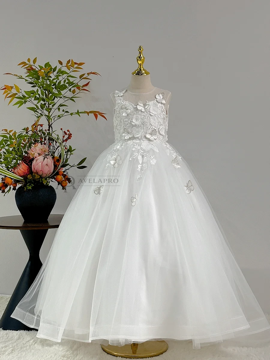 Elegant Girl Dress with Butterfly for Birthday Wedding Party