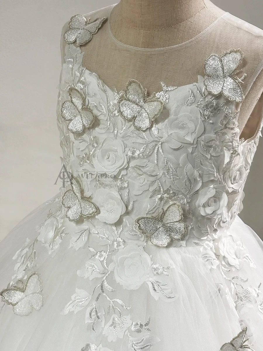 Elegant Girl Dress with Butterfly for Birthday Wedding Party