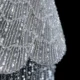 Elegant Gray Strapless Evening Dress with Scalloped Peplum Waist and Long Beaded Fringe