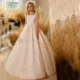 Elegant Ivory Flower Girl Dress Appliques Lace Princess Gown