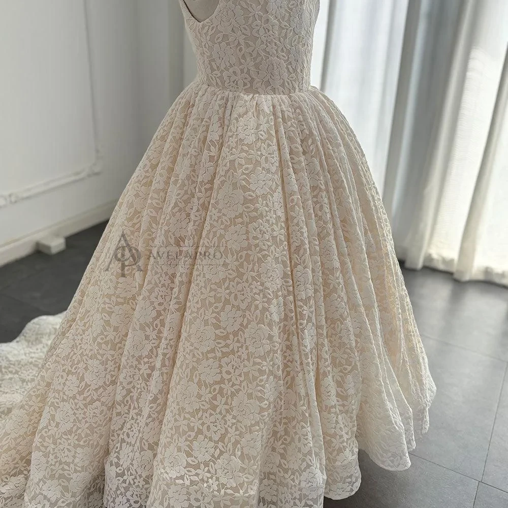 Elegant Ivory Flower Girl Dress Appliques Lace Princess Gown