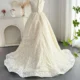 Elegant Ivory Flower Girl Dress Appliques Lace Princess Gown