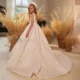Elegant Ivory Flower Girl Dress Appliques Lace Princess Gown