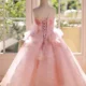 Elegant Mint Green Princess Dress with Floral Details and Sparkling Tulle