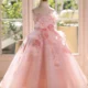 Elegant Mint Green Princess Dress with Floral Details and Sparkling Tulle