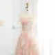 Elegant Off Shoulder Pink 3D Flowers Champagne Evening Dress Arabic