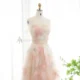 Elegant Off Shoulder Pink 3D Flowers Champagne Evening Dress Arabic