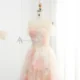 Elegant Off Shoulder Pink 3D Flowers Champagne Evening Dress Arabic