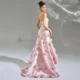 Elegant Pink 3D Flowers Strapless Evening Dress