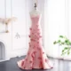 Elegant Pink 3D Flowers Strapless Evening Dress