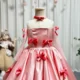Elegant Pink Arabic Flower Girl Dresses with Glove Dubai Backless