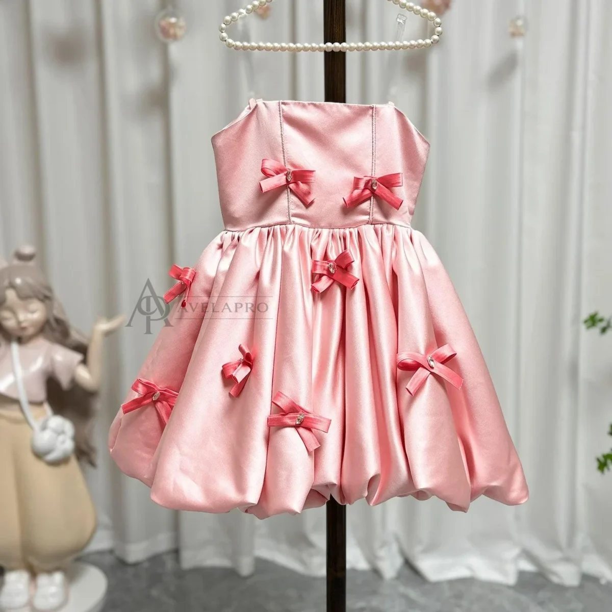 Elegant Pink Arabic Flower Girl Dresses with Glove Dubai Backless