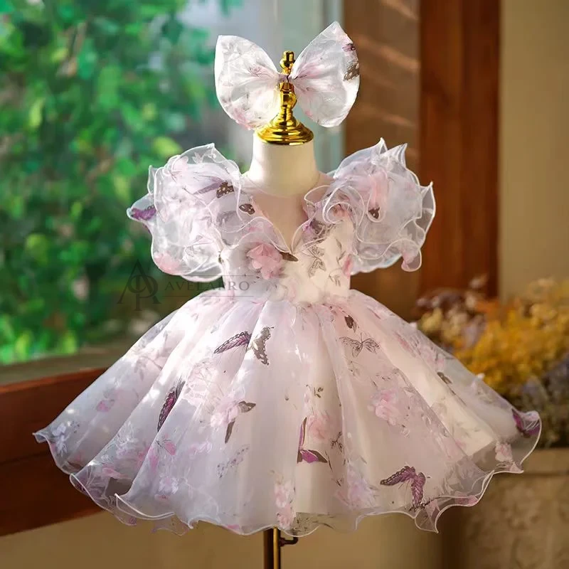Elegant Pink Colorful 1st Birthday Girl Dress