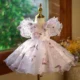 Elegant Pink Colorful 1st Birthday Girl Dress