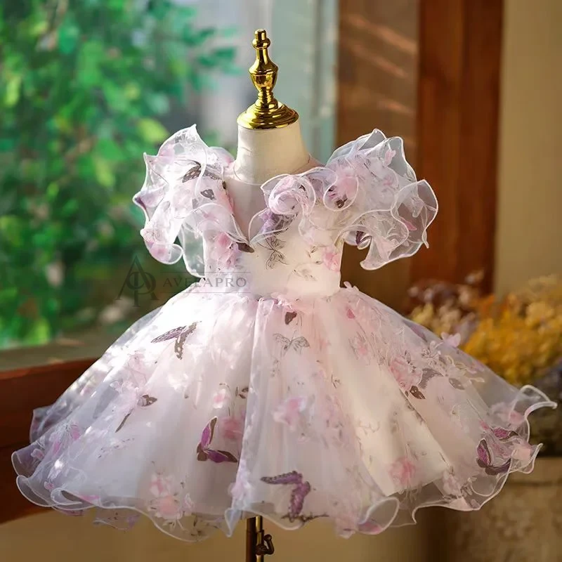 Elegant Pink Colorful 1st Birthday Girl Dress