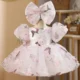 Elegant Pink Colorful 1st Birthday Girl Dress