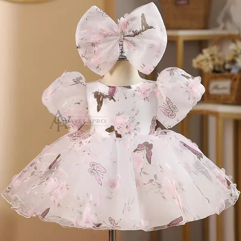 Elegant Pink Colorful 1st Birthday Girl Dress