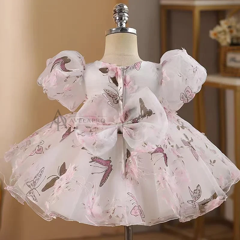 Elegant Pink Colorful 1st Birthday Girl Dress