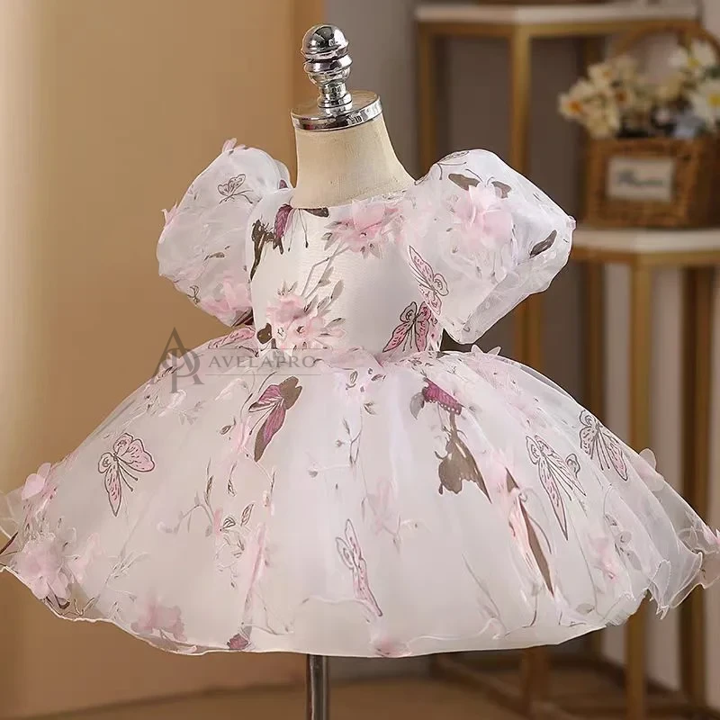 Elegant Pink Colorful 1st Birthday Girl Dress