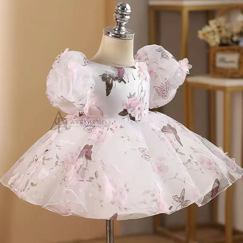 Elegant Pink Colorful 1st Birthday Girl Dress
