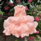 Elegant Pink Flower Girl Dress Kids Princess Birthday Gown