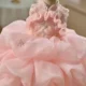 Elegant Pink Flower Girl Dress Kids Princess Birthday Gown
